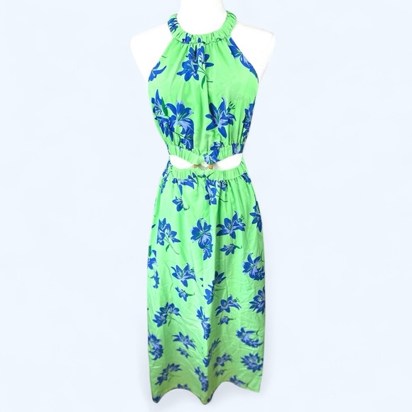 Likely NWT SZ O Karrica Green and Blue Floral  midi/ maxi Dress‎ - Picture 2 of 16